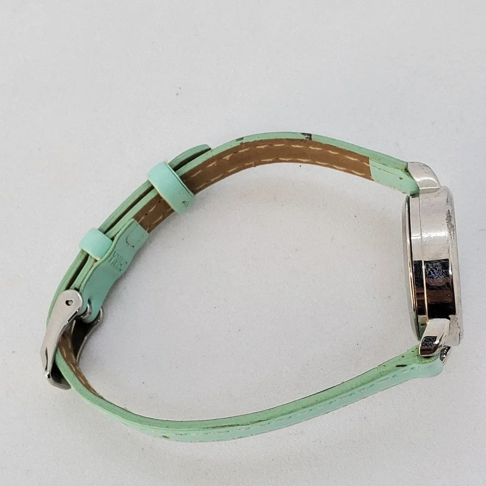 Women's Watch 26MM Gray Case Dial‎ Teal Faux Leather Bands New Battery